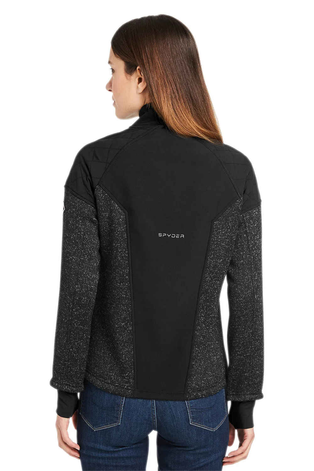 Spyder Womens Passage Full Zip Sweater Jacket - Black Powder/Black Clothing Spyder
