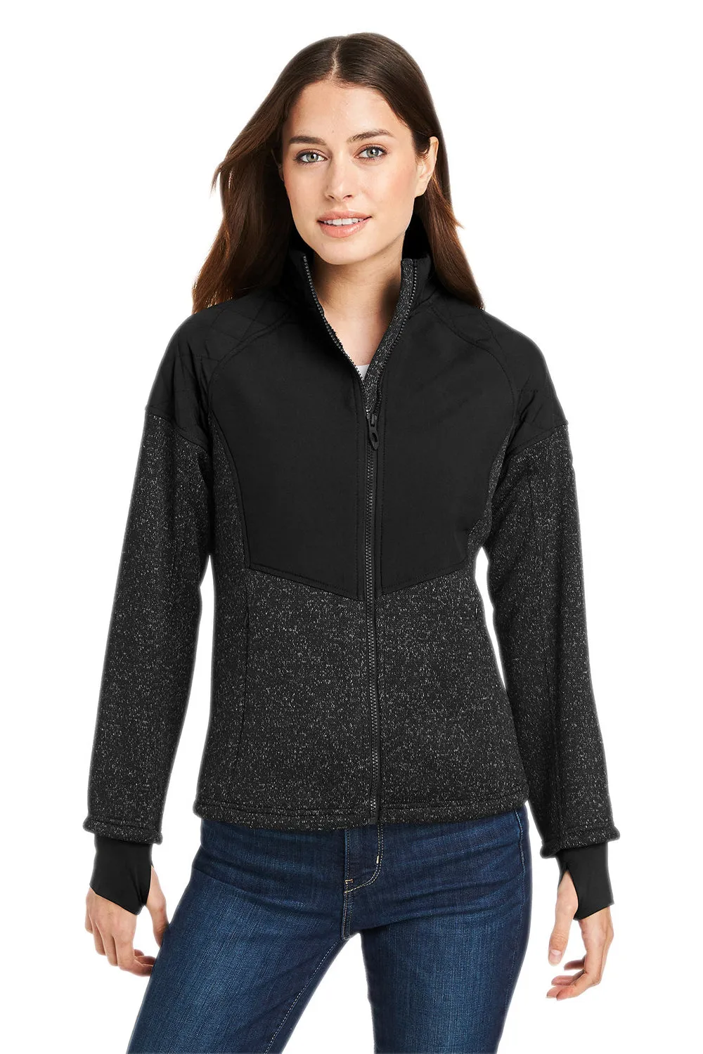Spyder Womens Passage Full Zip Sweater Jacket - Black Powder/Black Clothing Spyder