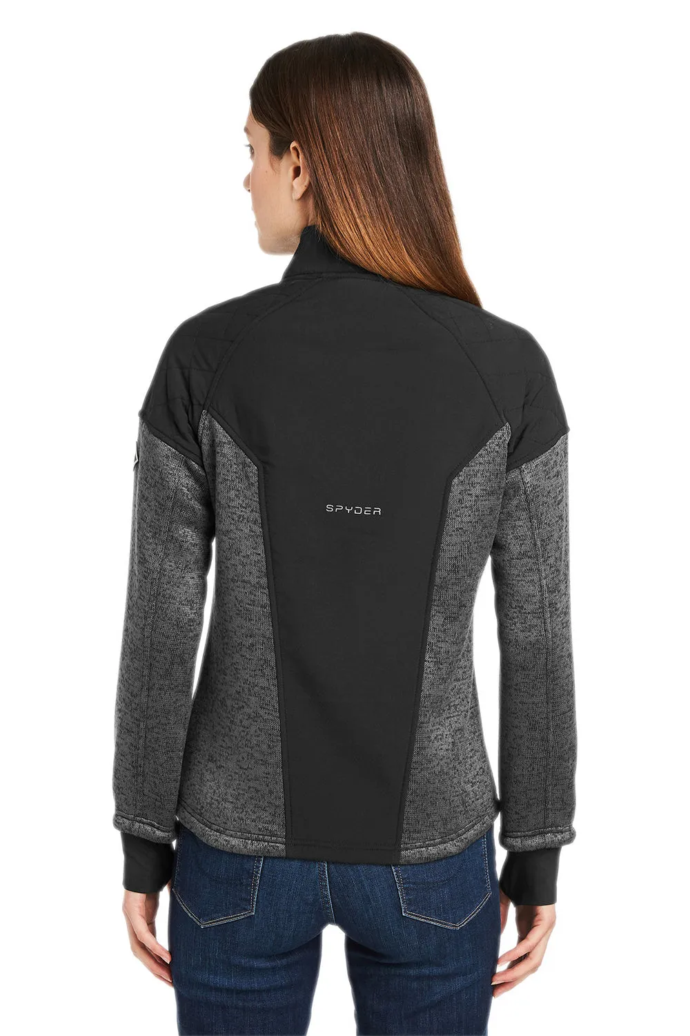 Spyder Womens Passage Full Zip Sweater Jacket - Polar Grey Powder/Black Clothing Spyder