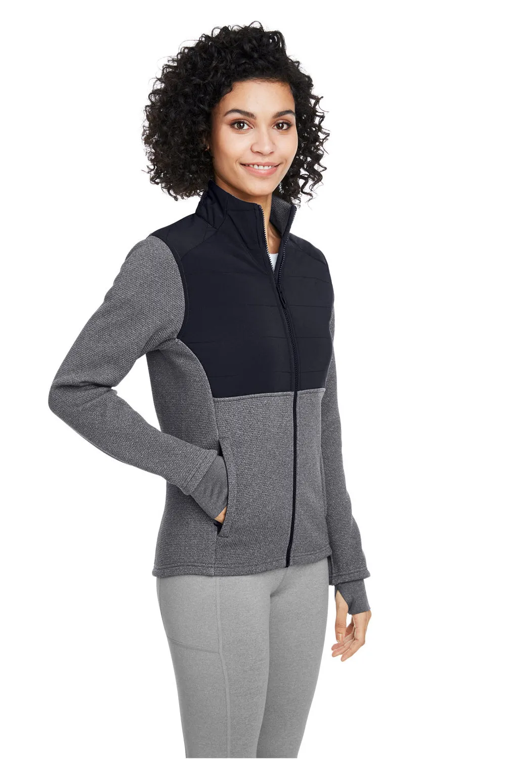 Spyder Womens Pursuit Full Zip Jacket - Heather Black/Black Clothing Spyder