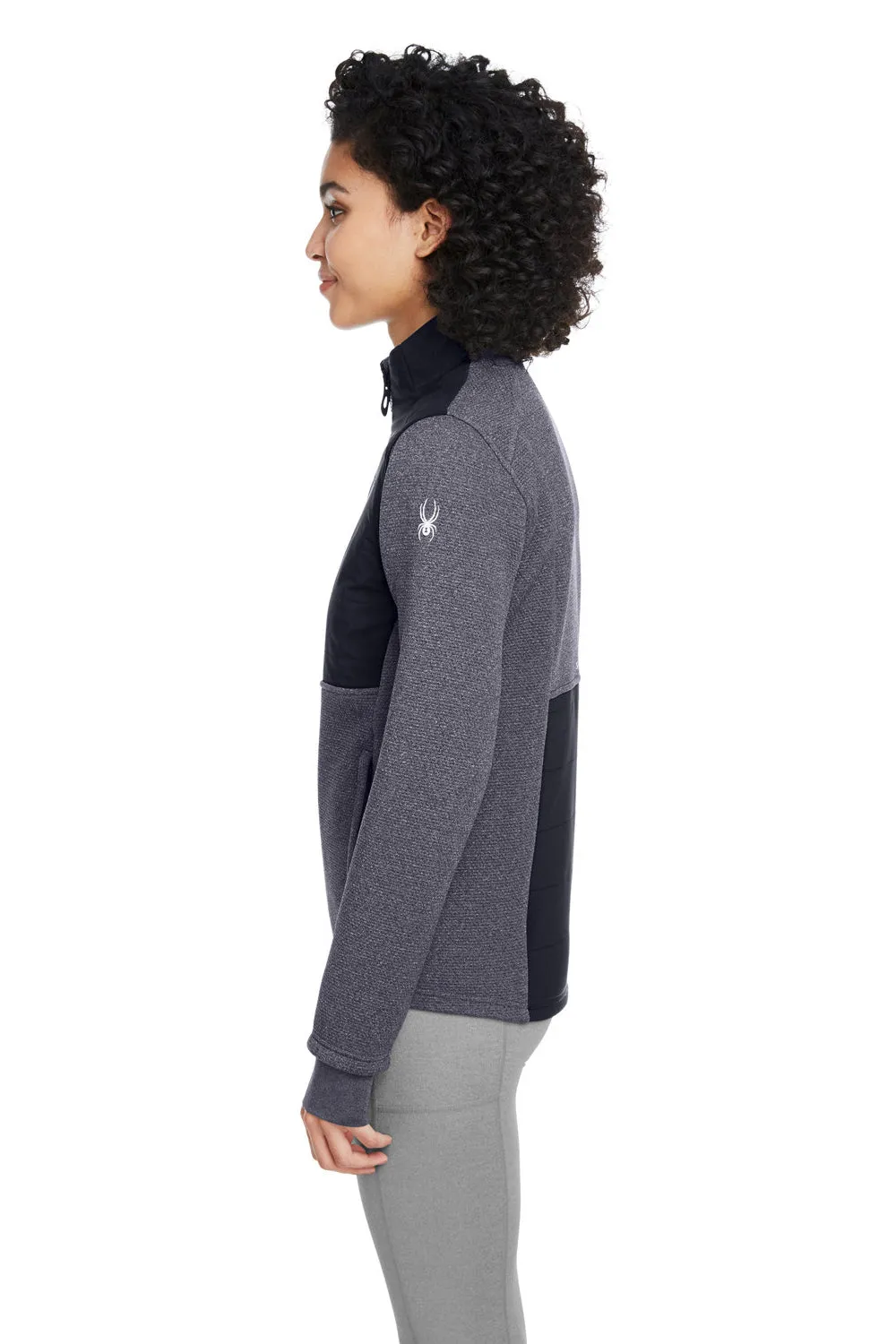 Spyder Womens Pursuit Full Zip Jacket - Heather Frontier Blue/Black Clothing Spyder