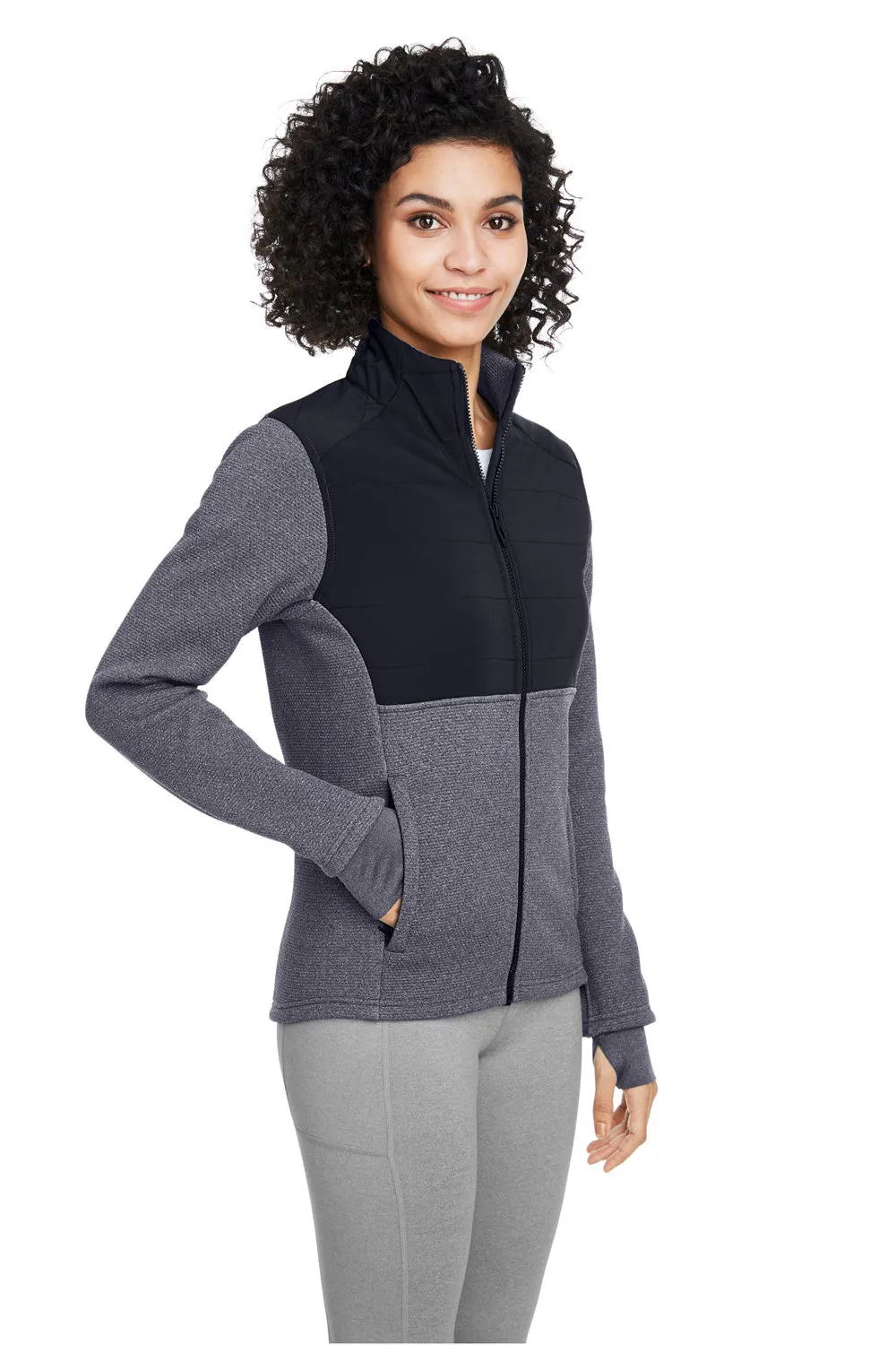 Spyder Womens Pursuit Full Zip Jacket - Heather Frontier Blue/Black Clothing Spyder