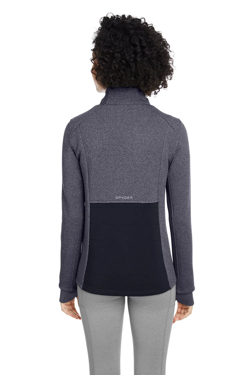 Spyder Womens Pursuit Full Zip Jacket - Heather Frontier Blue/Black Clothing Spyder