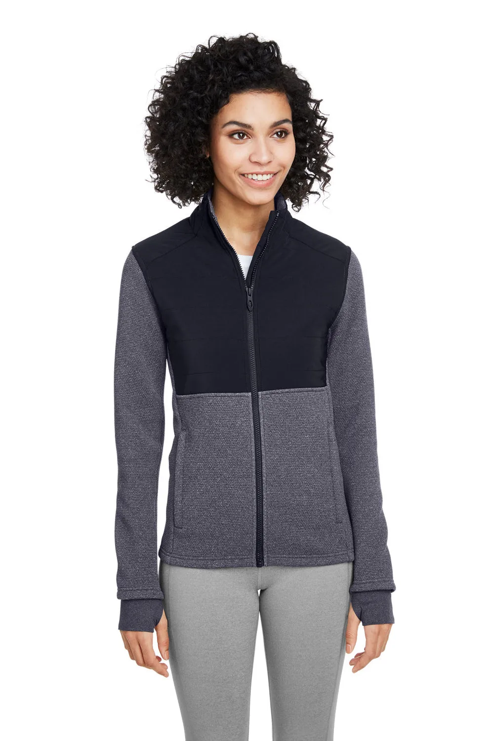 Spyder Womens Pursuit Full Zip Jacket - Heather Frontier Blue/Black Clothing Spyder