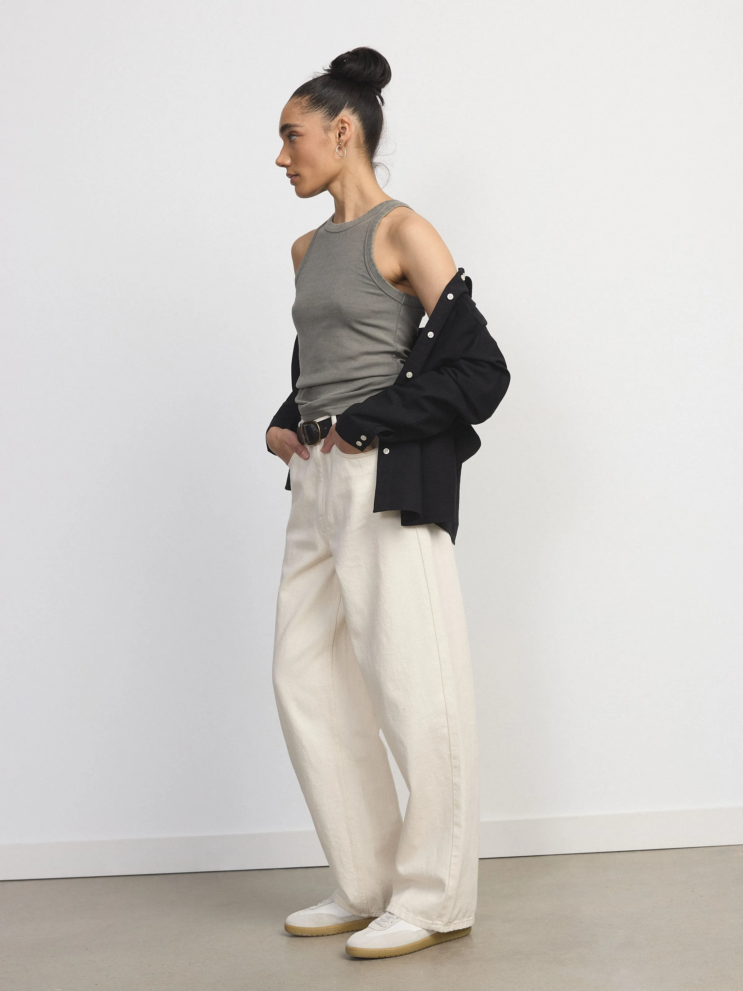 The Garment Dyed Essential Tank Top in Olive Green