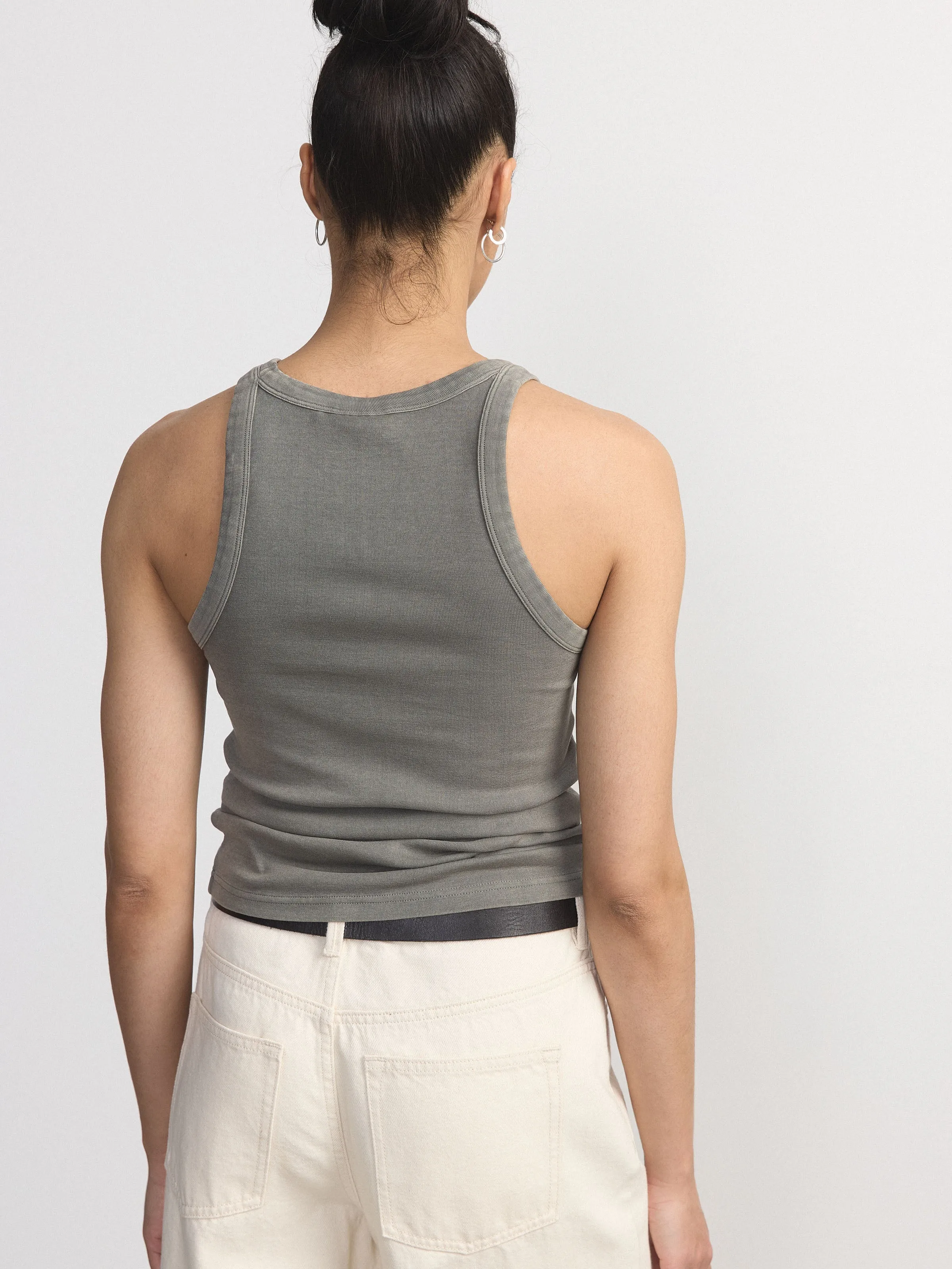 The Garment Dyed Essential Tank Top in Olive Green
