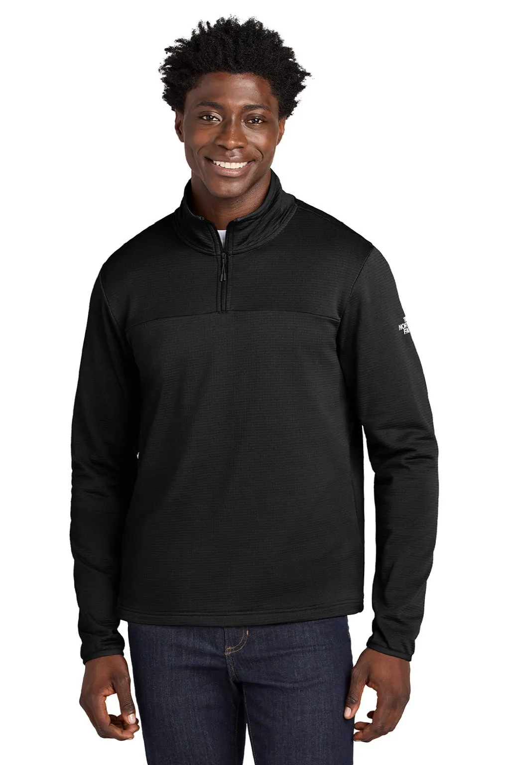 The North Face Mens Aim Fleece 1/4 Zip Sweatshirt - Black Clothing The-North-Face