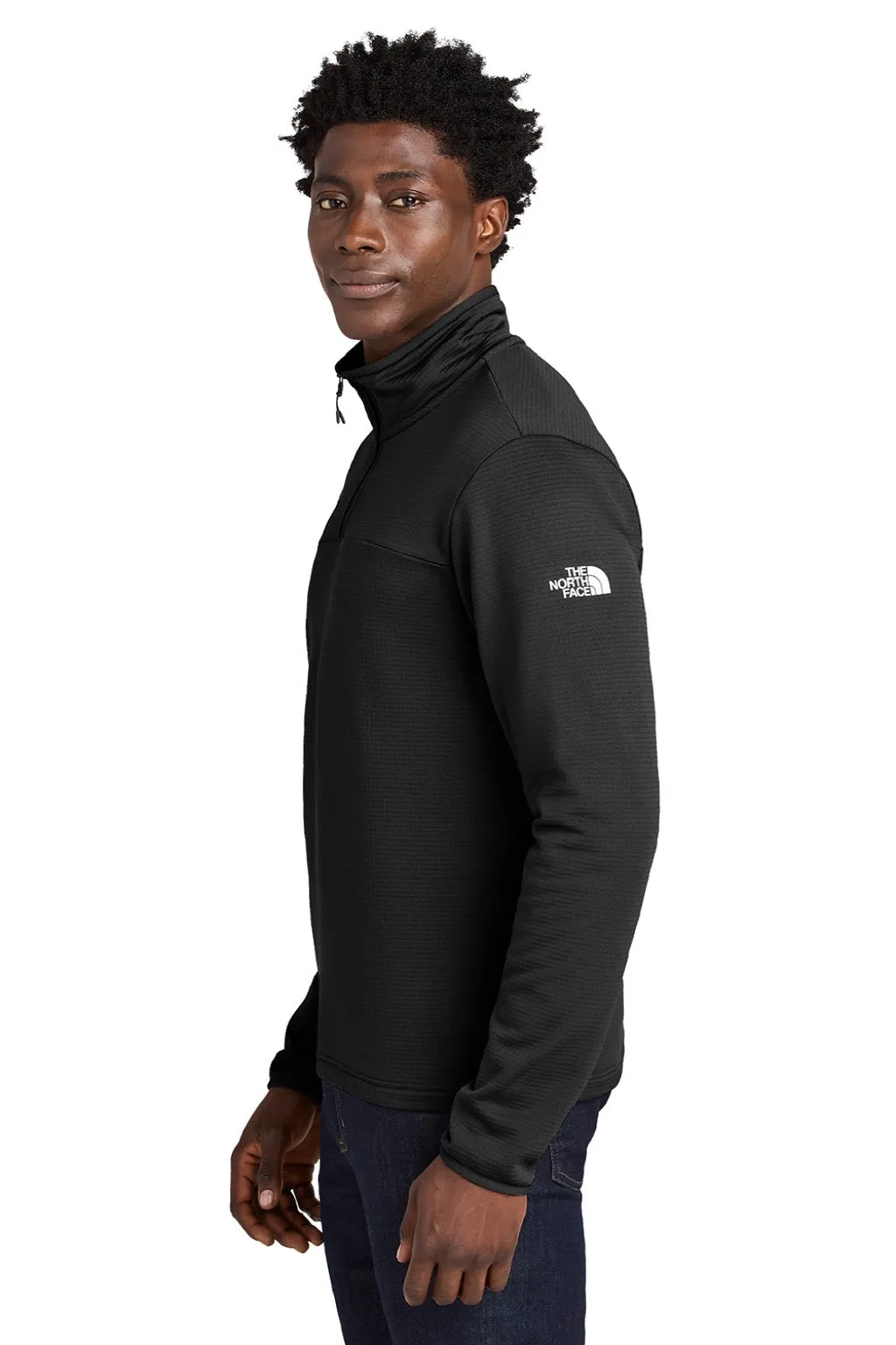 The North Face Mens Aim Fleece 1/4 Zip Sweatshirt - Black Clothing The-North-Face