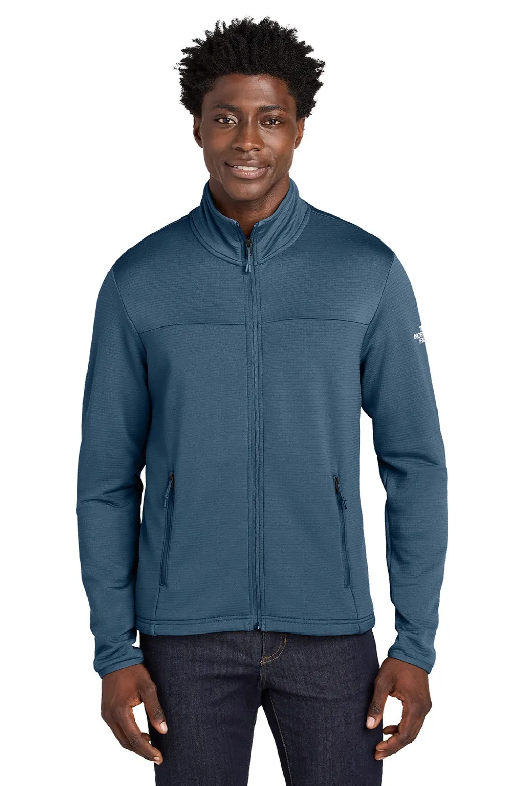 The North Face Mens Aim Fleece Full Zip Jacket - Shady Blue Clothing The-North-Face
