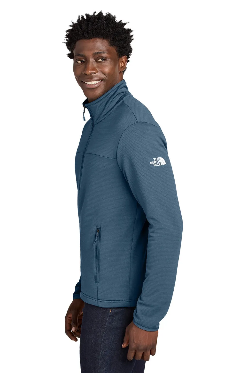 The North Face Mens Aim Fleece Full Zip Jacket - Shady Blue Clothing The-North-Face
