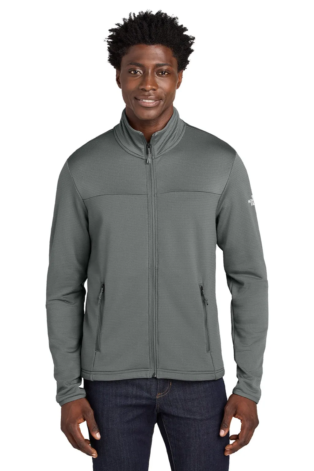 The North Face Mens Aim Fleece Full Zip Jacket - Smoked Pearl Grey Clothing The-North-Face