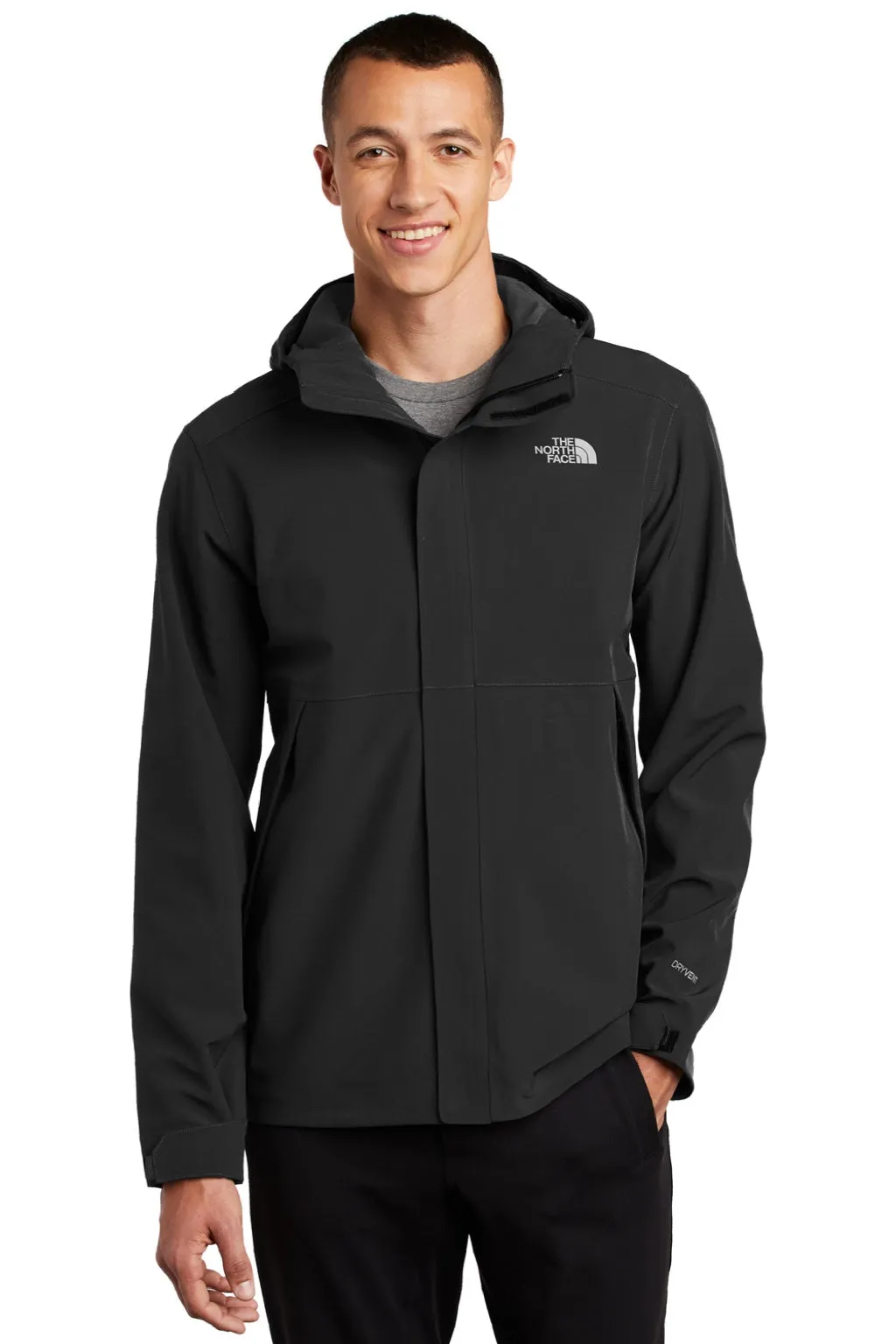 The North Face Mens Apex DryVent Windproof & Waterproof Full Zip Hooded Jacket - Black Clothing The-North-Face