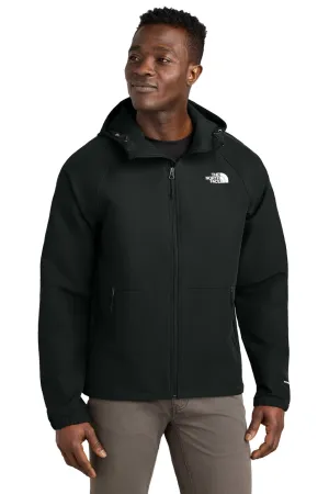 The North Face Mens Barr Lake Water Resistant Soft Shell Full Zip Hooded Jacket - Heather Black Clothing The-North-Face