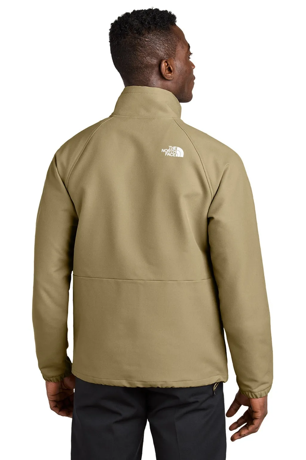 The North Face Mens Barr Lake Water Resistant Soft Shell Full Zip Jacket - Heather Dark Khaki Stone Clothing The-North-Face
