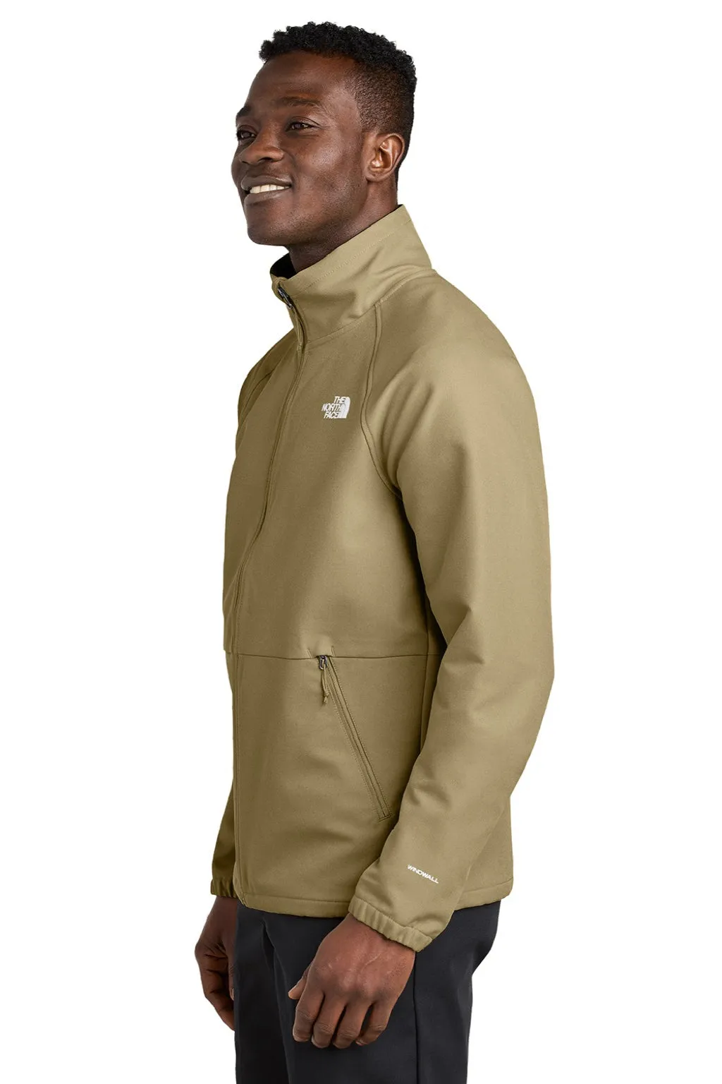The North Face Mens Barr Lake Water Resistant Soft Shell Full Zip Jacket - Heather Dark Khaki Stone Clothing The-North-Face