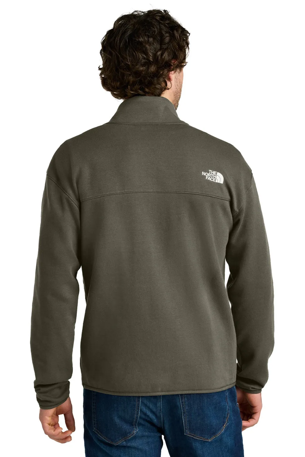 The North Face Mens Double Knit 1/4 Zip Fleece Jacket - New Taupe Green Clothing The-North-Face