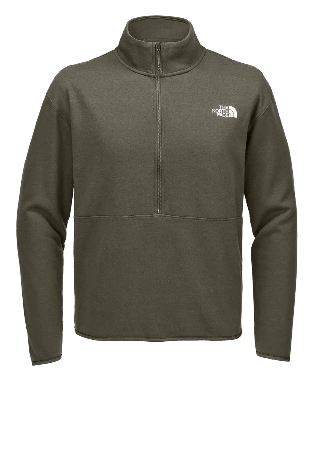 The North Face Mens Double Knit 1/4 Zip Fleece Jacket - New Taupe Green Clothing The-North-Face