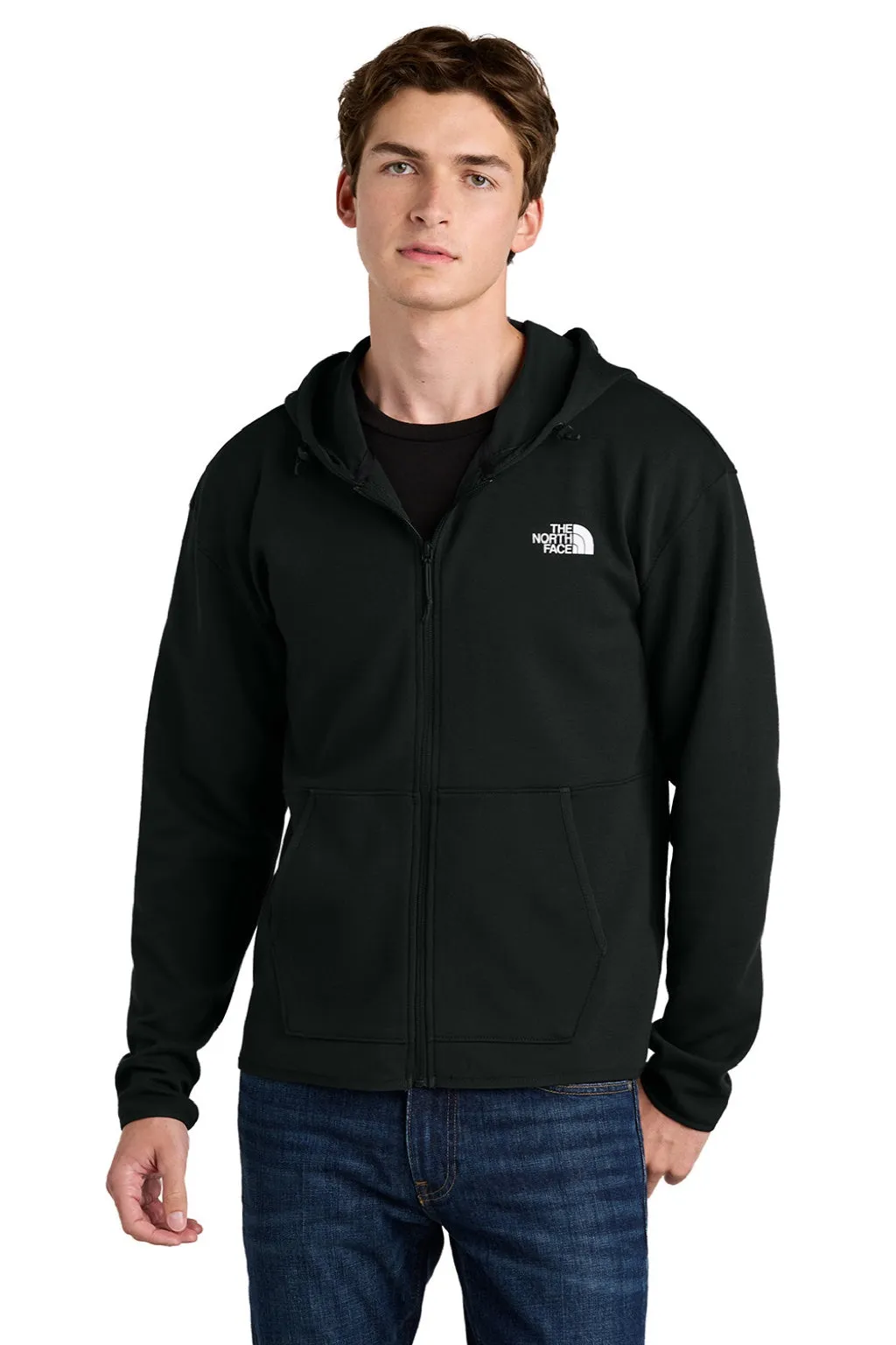 The North Face Mens Double Knit Full Zip Hooded Sweatshirt Hoodie w/ Pockets - Black Clothing The-North-Face