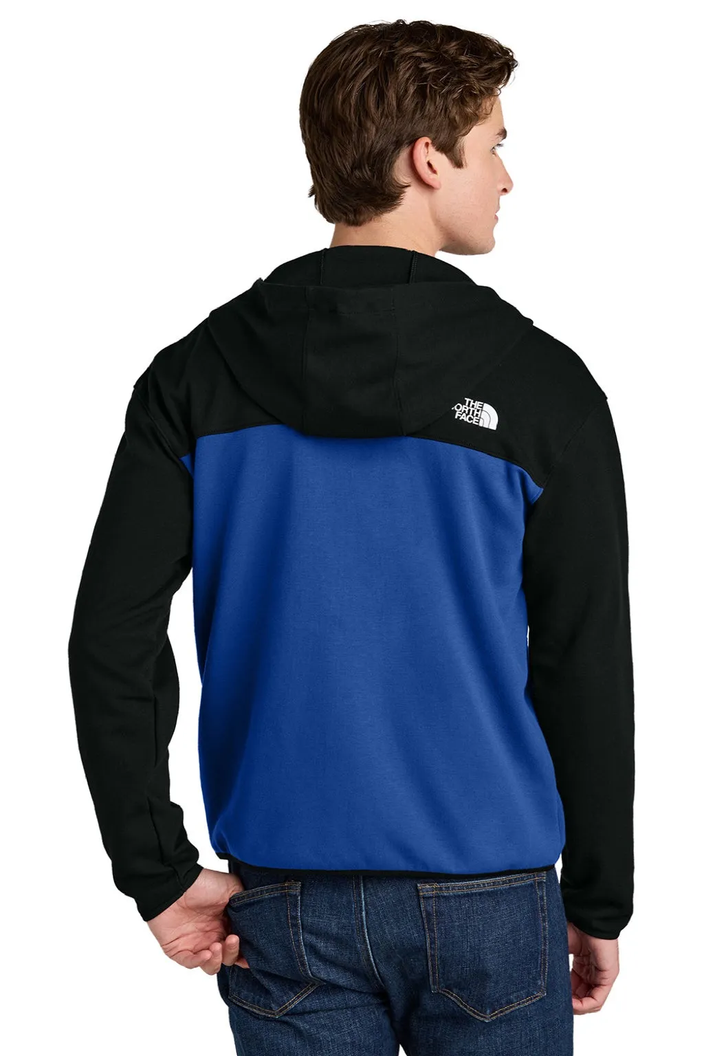 The North Face Mens Double Knit Full Zip Hooded Sweatshirt Hoodie w/ Pockets - Blue/Black Clothing The-North-Face