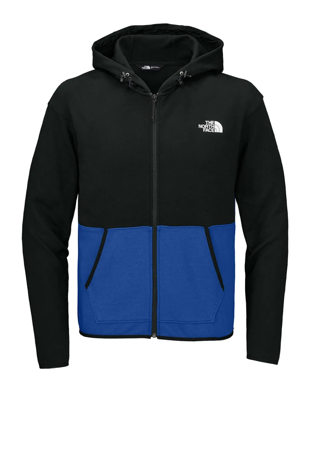 The North Face Mens Double Knit Full Zip Hooded Sweatshirt Hoodie w/ Pockets - Blue/Black Clothing The-North-Face
