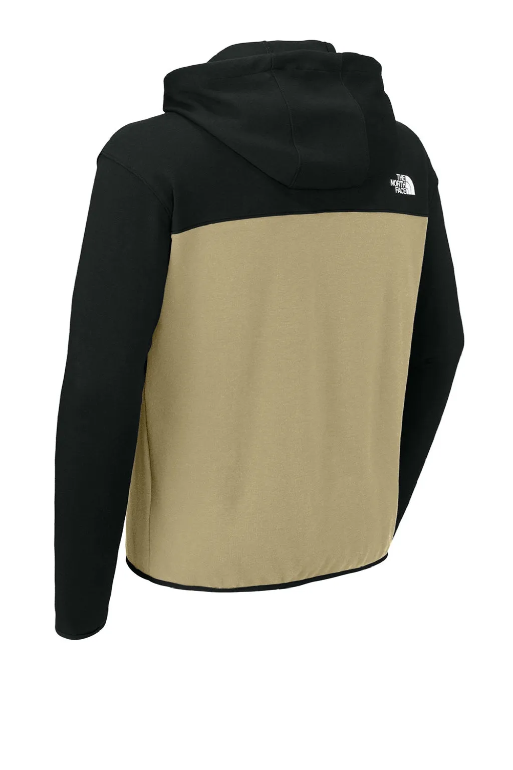 The North Face Mens Double Knit Full Zip Hooded Sweatshirt Hoodie w/ Pockets - Khaki Stone/Black Clothing The-North-Face
