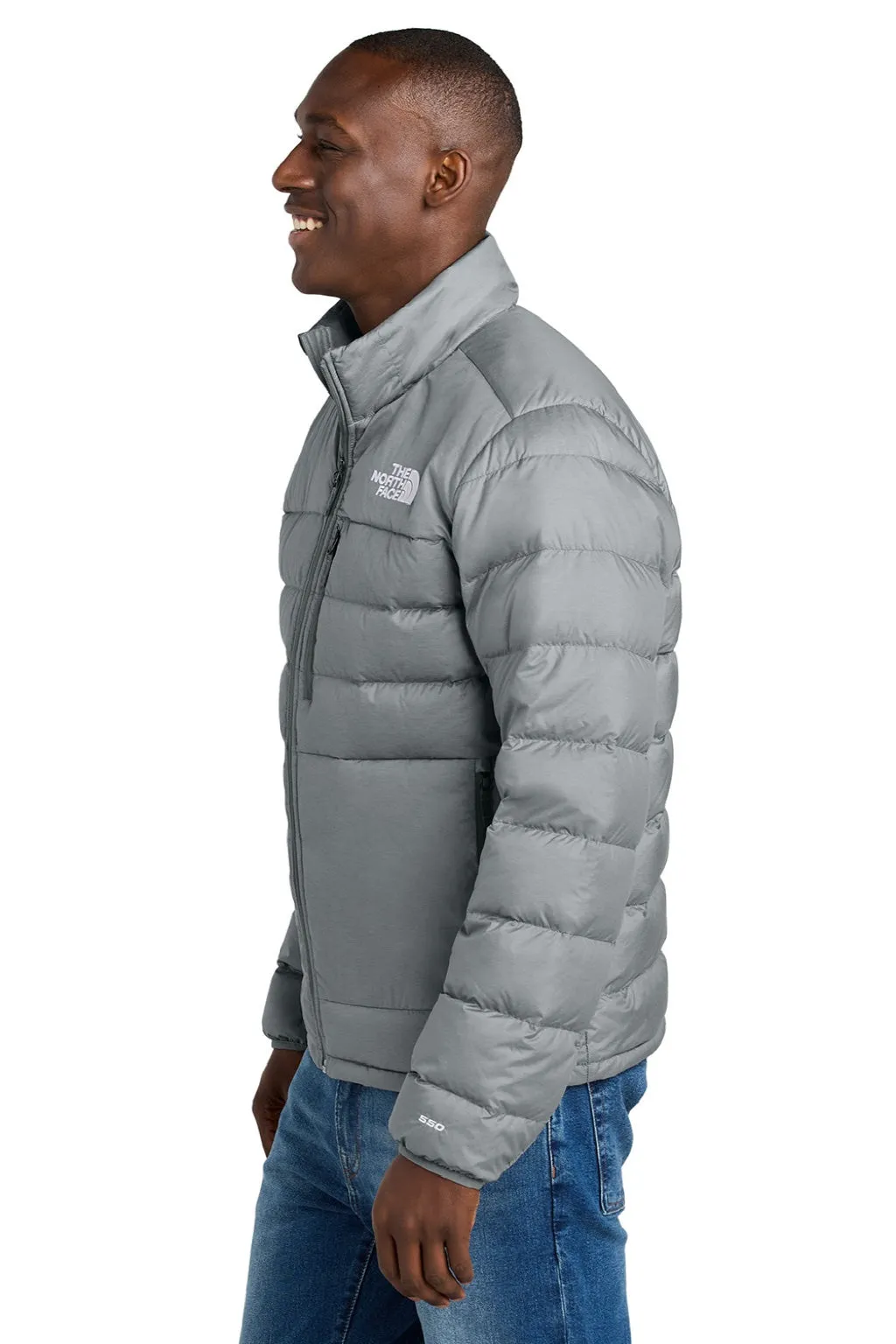 The North Face Mens Down Hybrid Water Resistant Full Zip Jacket - Heather Medium Grey Clothing The-North-Face