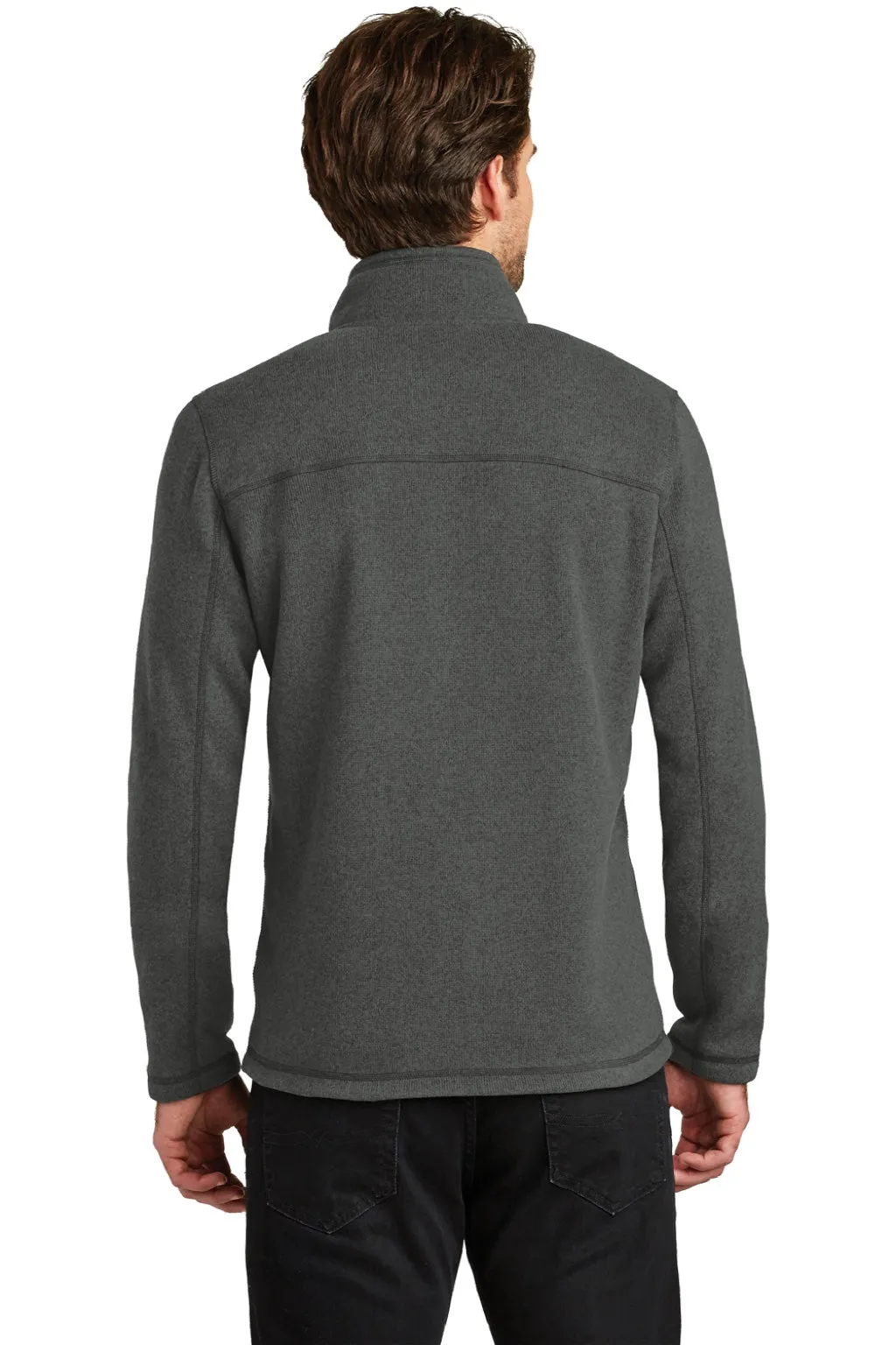 The North Face Mens Full Zip Sweater Fleece Jacket - Heather Black Clothing The-North-Face