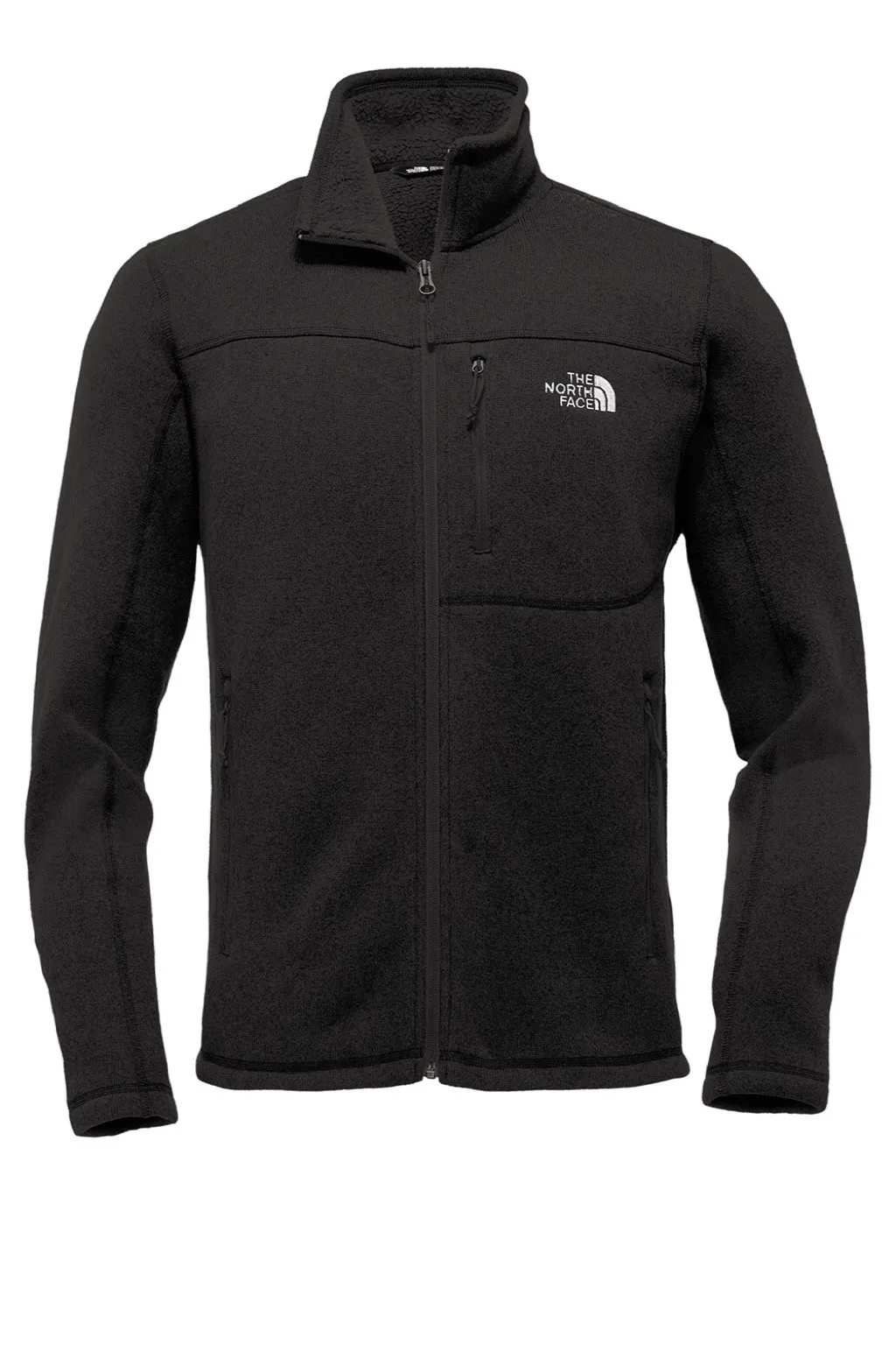 The North Face Mens Full Zip Sweater Fleece Jacket - Heather Black Clothing The-North-Face