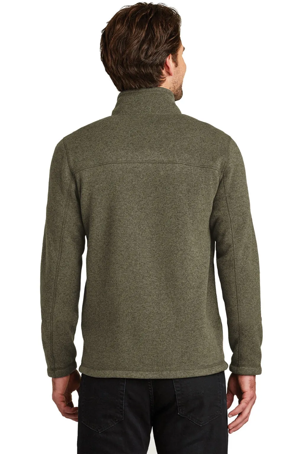 The North Face Mens Full Zip Sweater Fleece Jacket - Heather New Taupe Green Clothing The-North-Face