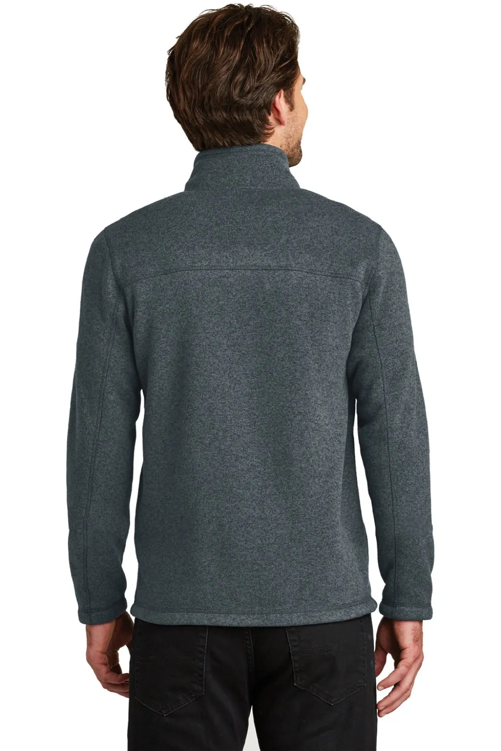 The North Face Mens Full Zip Sweater Fleece Jacket - Heather Urban Navy Blue Clothing The-North-Face