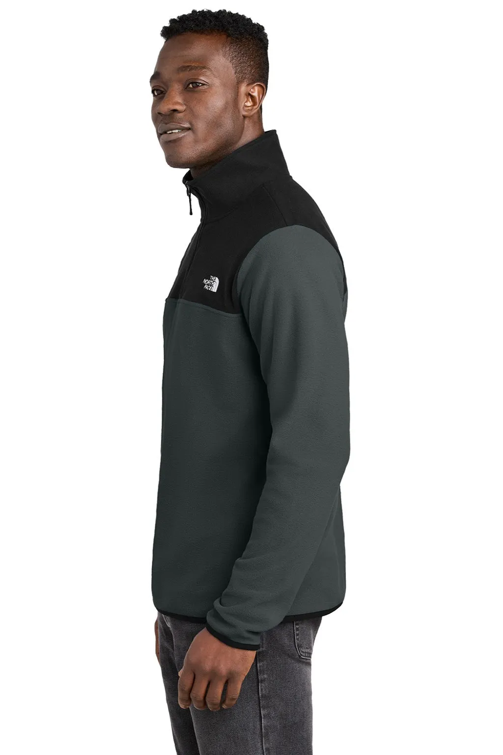 The North Face Mens Glacier Fleece 1/4 Zip Jacket - Asphalt Grey/Black Clothing The-North-Face