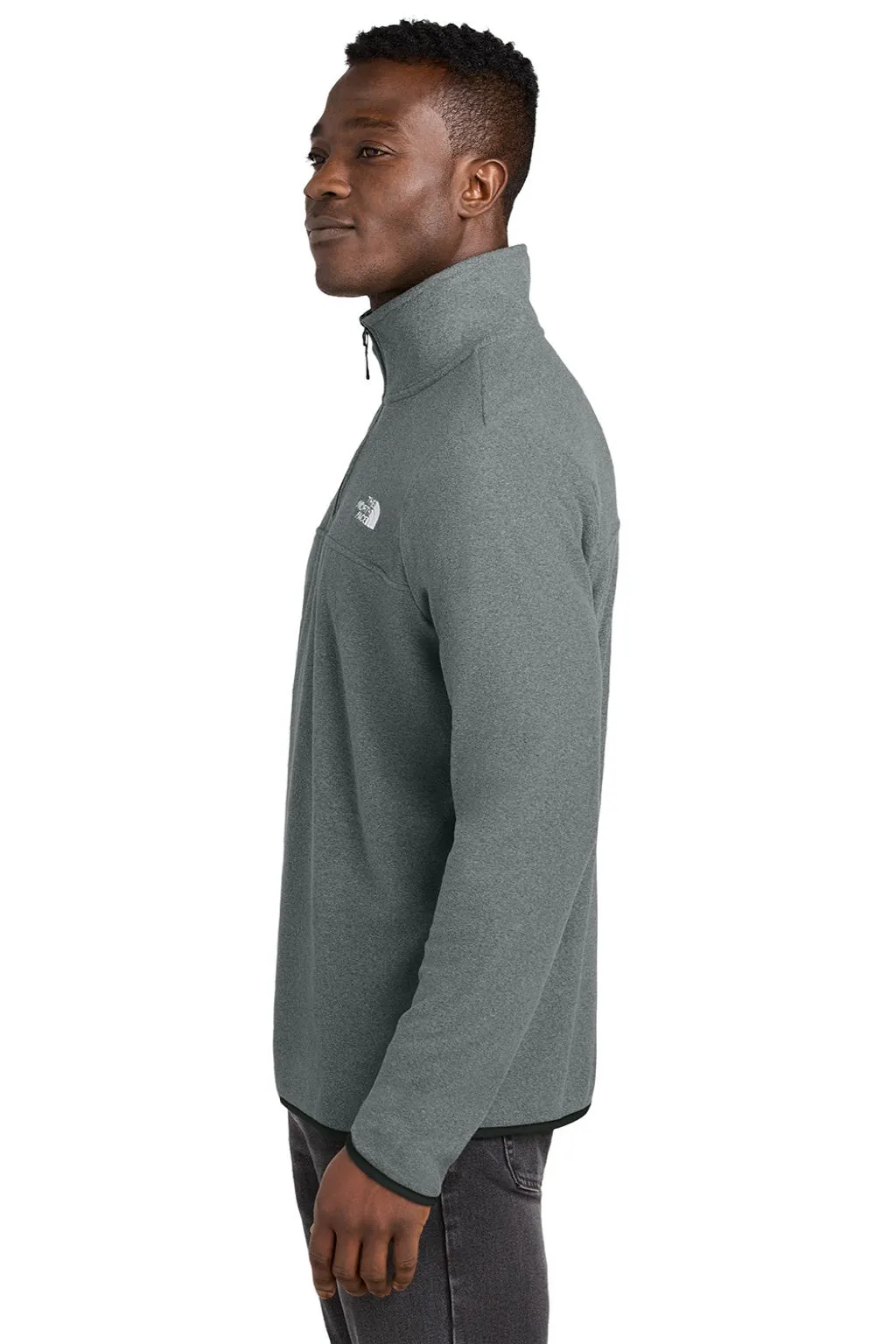 The North Face Mens Glacier Fleece 1/4 Zip Jacket - Heather Medium Grey Clothing The-North-Face