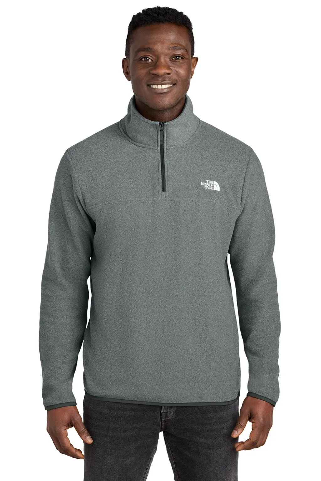 The North Face Mens Glacier Fleece 1/4 Zip Jacket - Heather Medium Grey Clothing The-North-Face