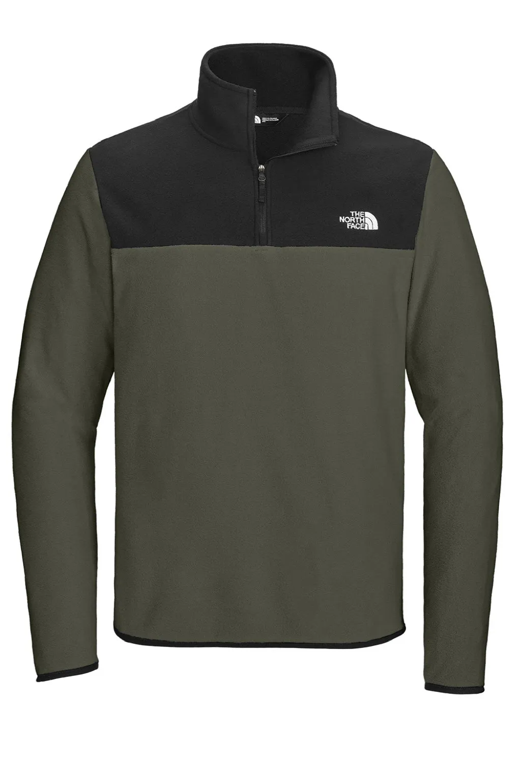 The North Face Mens Glacier Fleece 1/4 Zip Jacket - New Taupe Green/Black Clothing The-North-Face