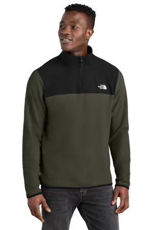 The North Face Mens Glacier Fleece 1/4 Zip Jacket - New Taupe Green/Black Clothing The-North-Face
