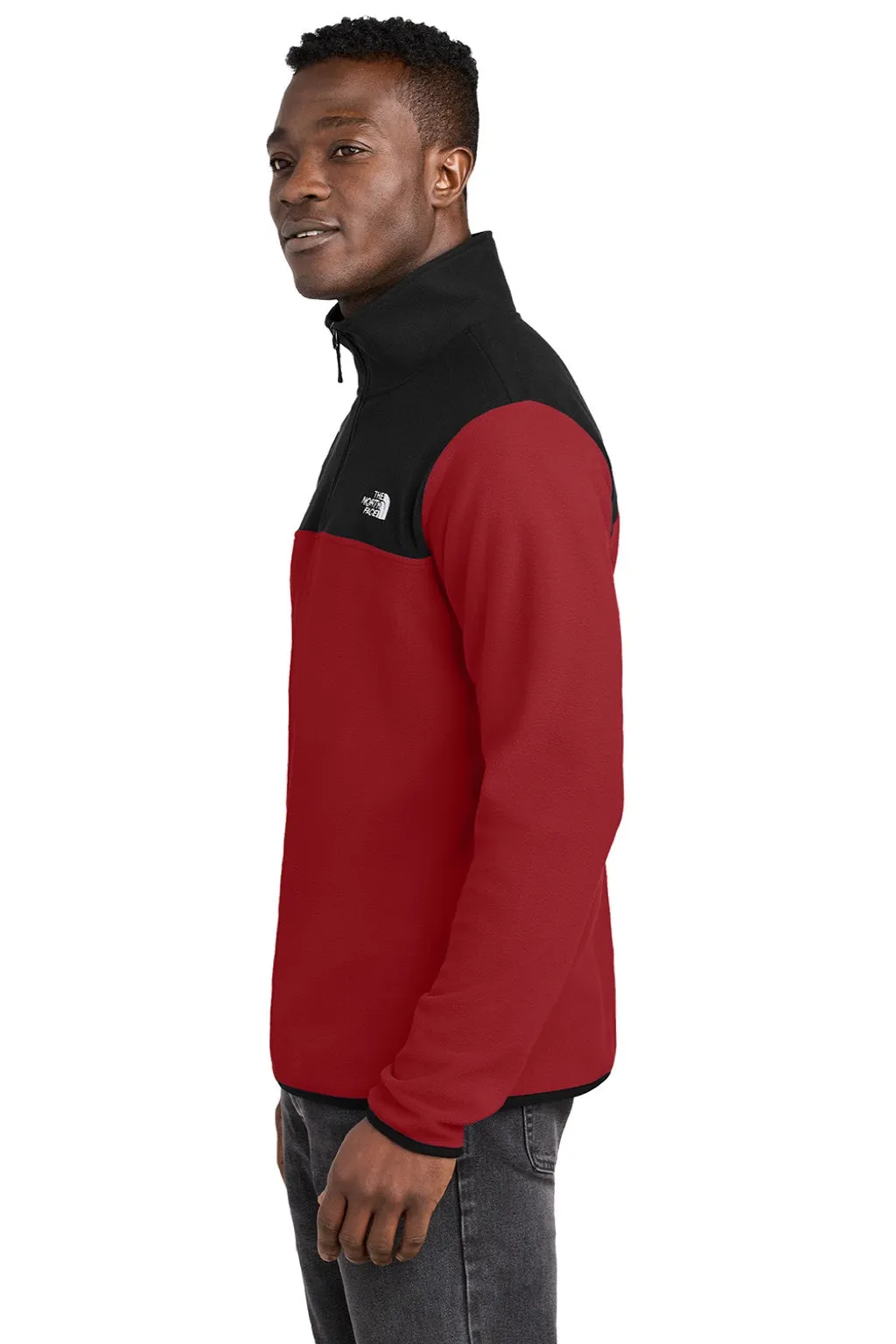 The North Face Mens Glacier Fleece 1/4 Zip Jacket - Rage Red/Black Clothing The-North-Face