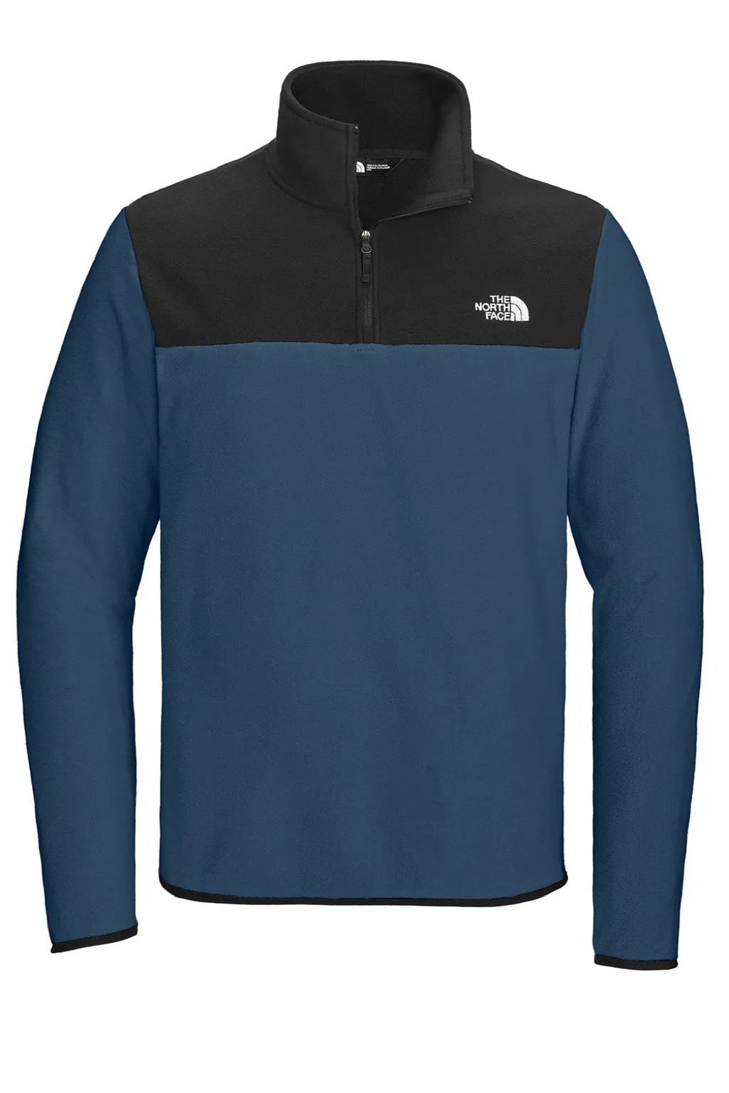 The North Face Mens Glacier Fleece 1/4 Zip Jacket - Shady Blue/Black Clothing The-North-Face