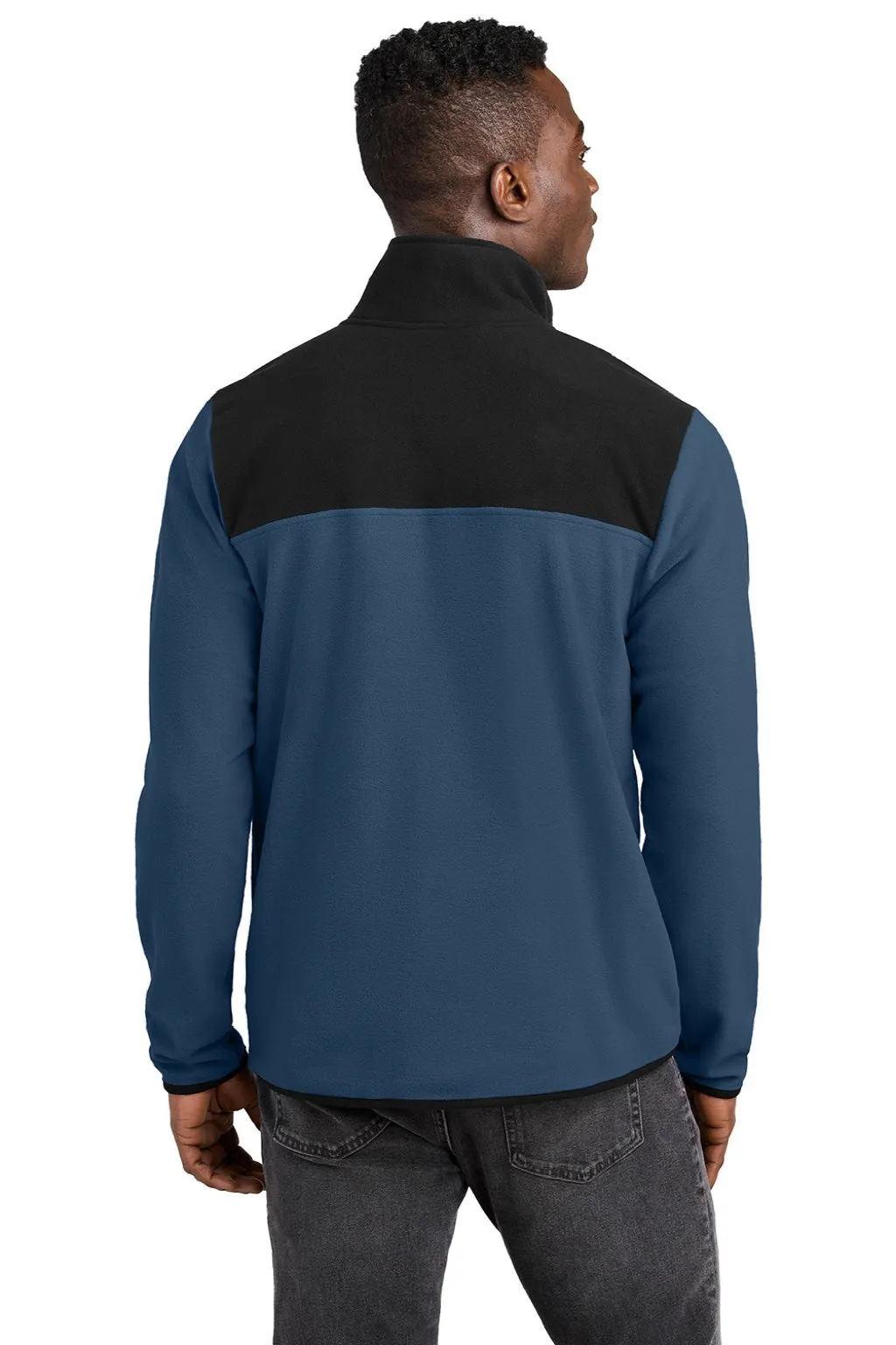 The North Face Mens Glacier Fleece 1/4 Zip Jacket - Shady Blue/Black Clothing The-North-Face