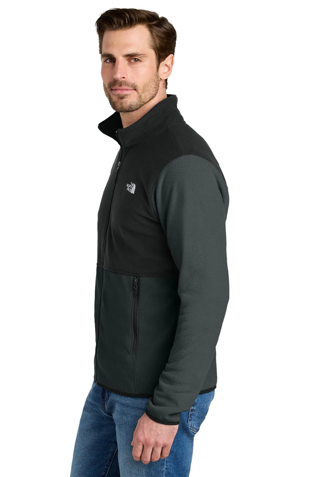 The North Face Mens Glacier Fleece Full Zip Jacket - Asphalt Grey/Black Clothing The-North-Face