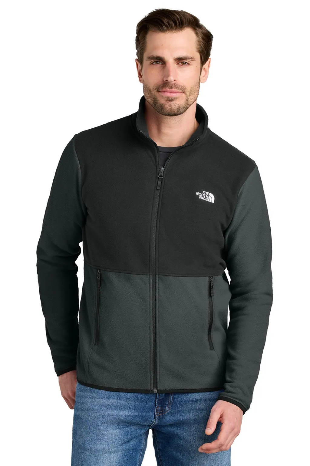 The North Face Mens Glacier Fleece Full Zip Jacket - Asphalt Grey/Black Clothing The-North-Face