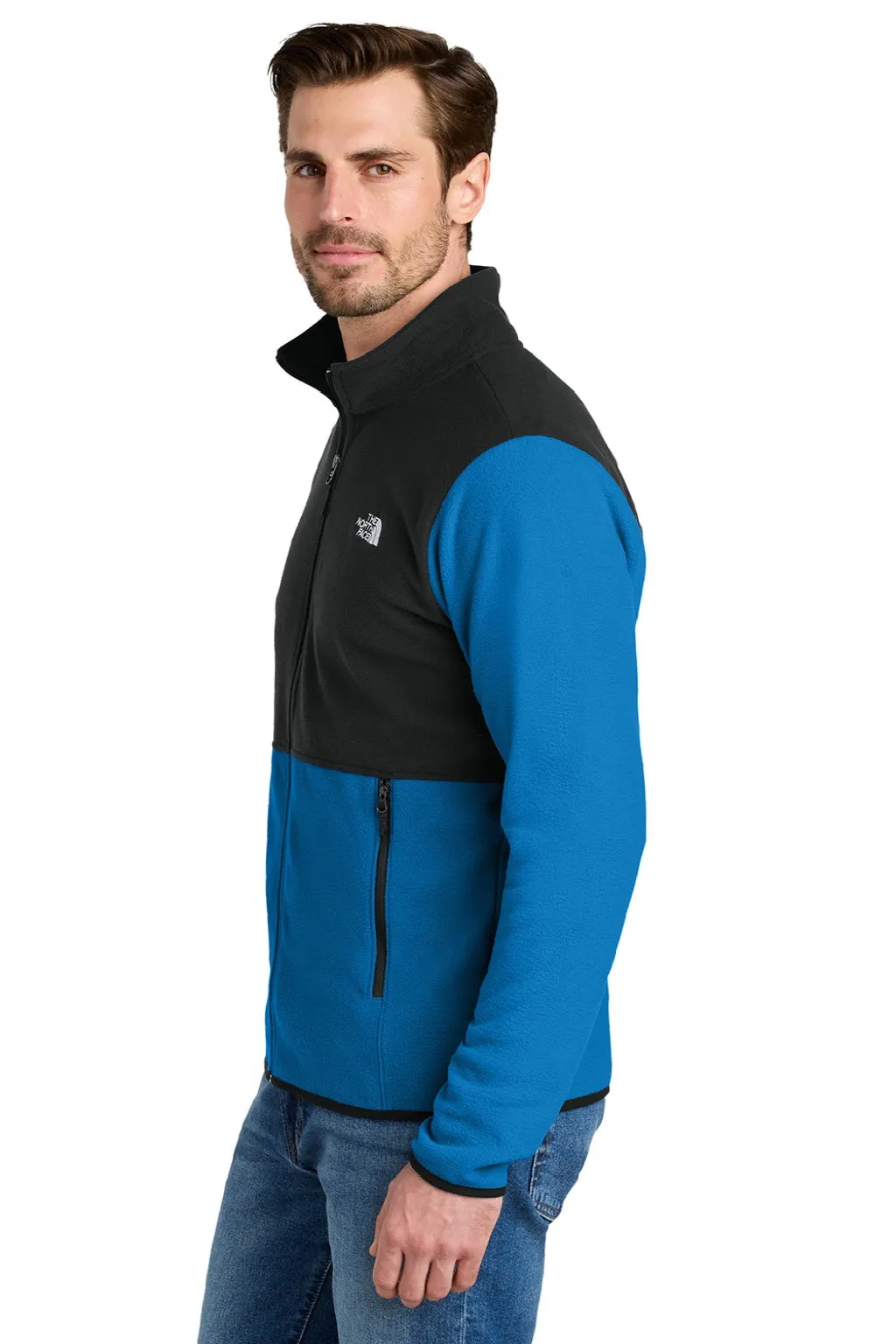 The North Face Mens Glacier Fleece Full Zip Jacket - Hero Blue/Black Clothing The-North-Face