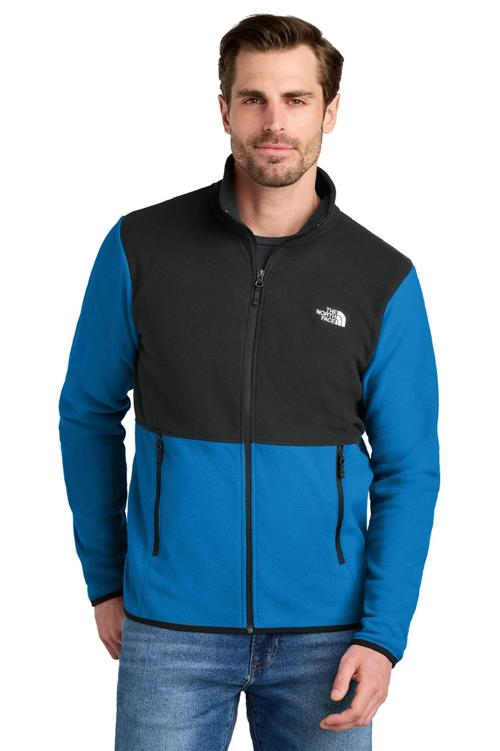 The North Face Mens Glacier Fleece Full Zip Jacket - Hero Blue/Black Clothing The-North-Face