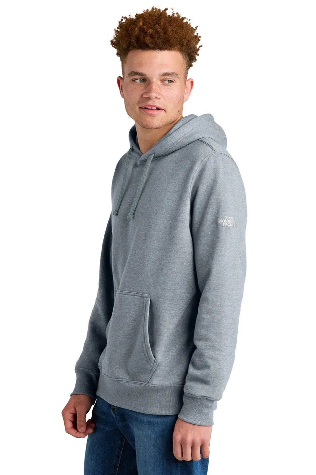 The North Face Mens Hooded Sweatshirt Hoodie w/ Pouch Pocket - Heather Light Grey Clothing The-North-Face