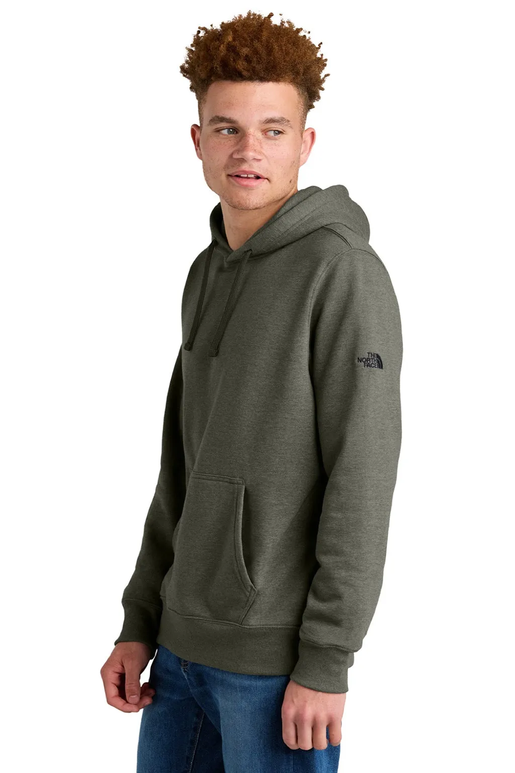 The North Face Mens Hooded Sweatshirt Hoodie w/ Pouch Pocket - Heather New Taupe Green Clothing The-North-Face