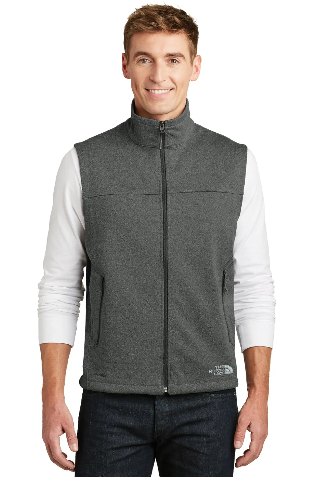 The North Face Mens Ridgeline Wind & Water Resistant Full Zip Vest - Heather Dark Grey Clothing The-North-Face