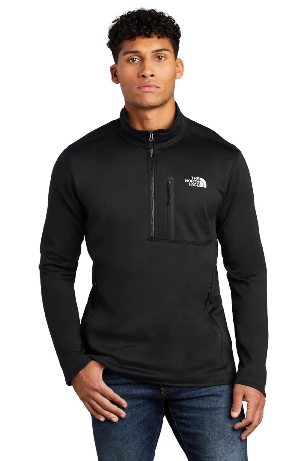 The North Face Mens Skyline 1/4 Zip Fleece Jacket - Black Clothing The-North-Face