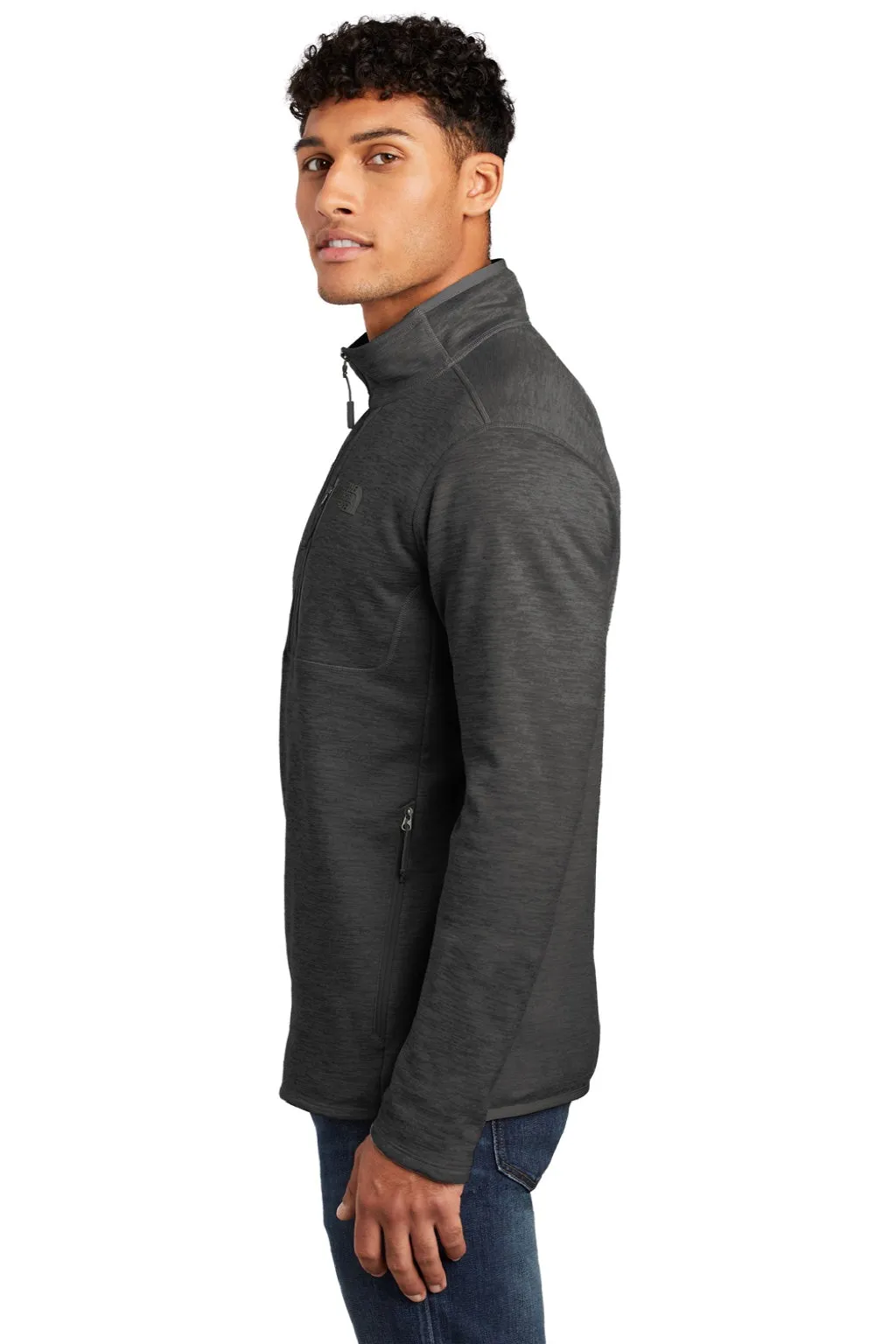 The North Face Mens Skyline 1/4 Zip Fleece Jacket - Heather Dark Grey Clothing The-North-Face