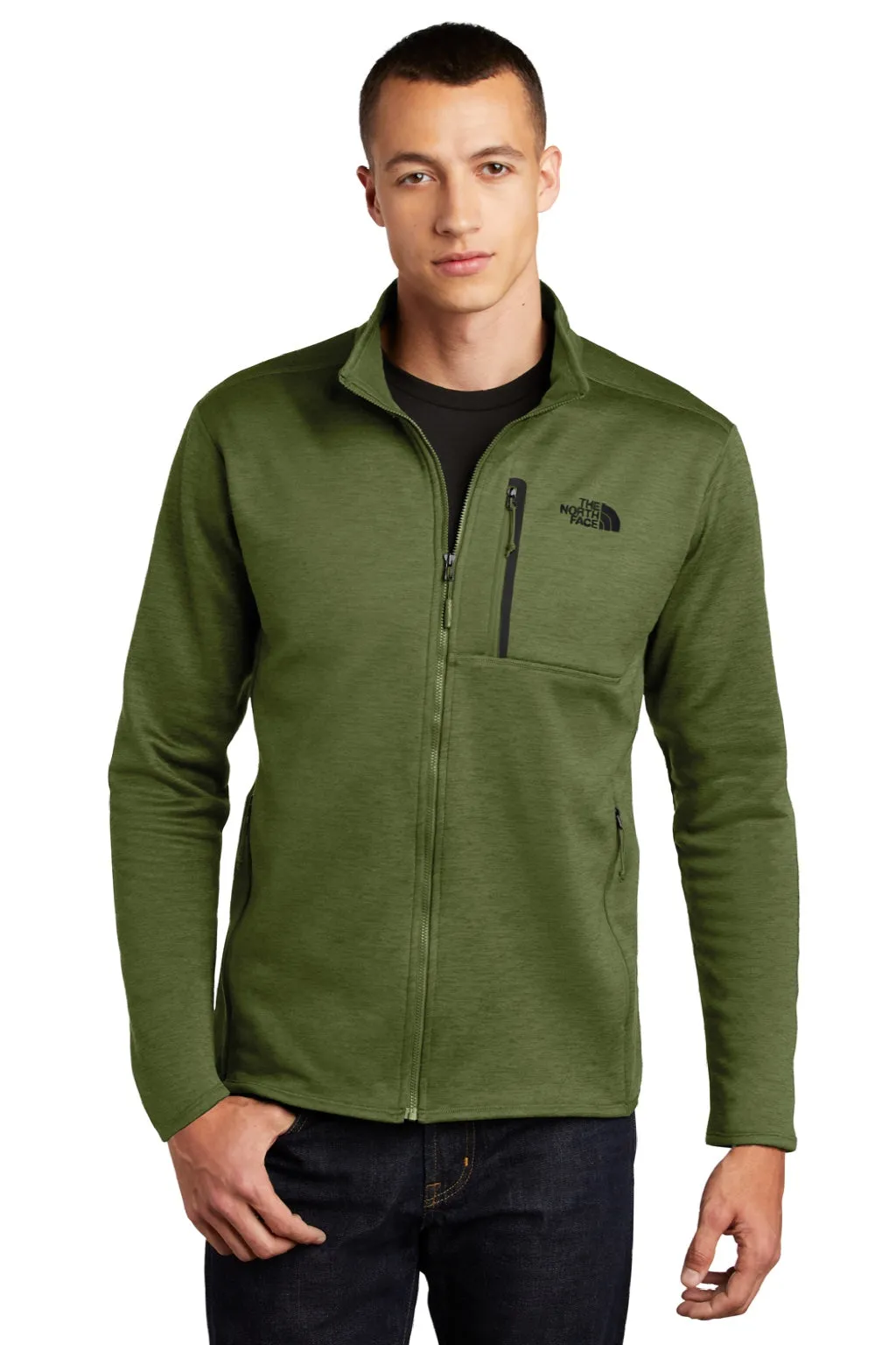 The North Face Mens Skyline Full Zip Fleece Jacket - Heather Clover Green Clothing The-North-Face
