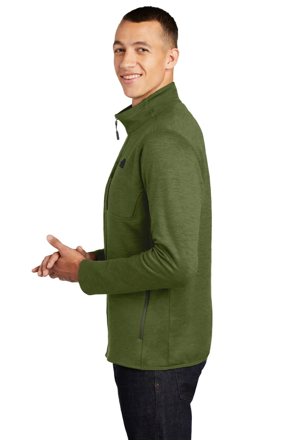 The North Face Mens Skyline Full Zip Fleece Jacket - Heather Clover Green Clothing The-North-Face