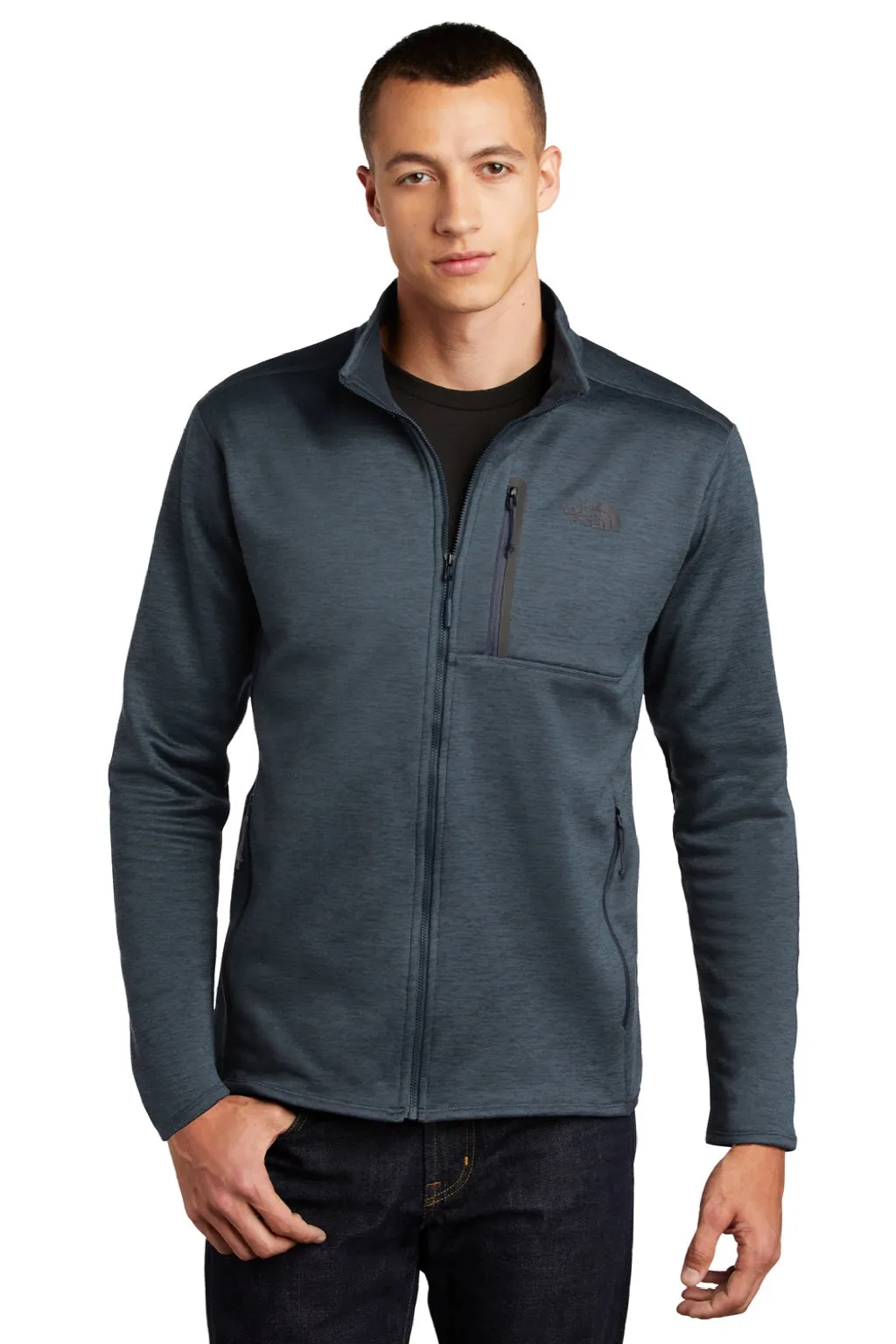 The North Face Mens Skyline Full Zip Fleece Jacket - Heather Urban Navy Blue Clothing The-North-Face